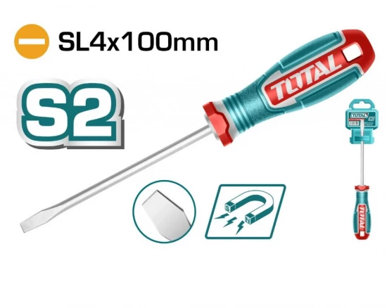 TOTAL DESTORNILLADOR PLANO PUNTA MAGNÉTICA TSDSL4100 World Shop