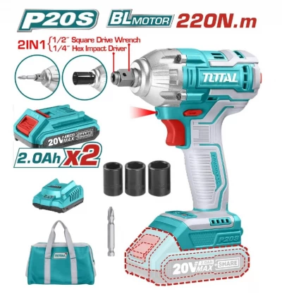 TOTAL  ATORNILLADOR Y LLAVE DE IMPACTO 20V  TIWLI20208 World Shop