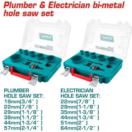 TOTAL SIERRA COPA BIMETALICA PARA PLOMERO Y ELECTRICISTA TACSH0021  9PCS  World Shop