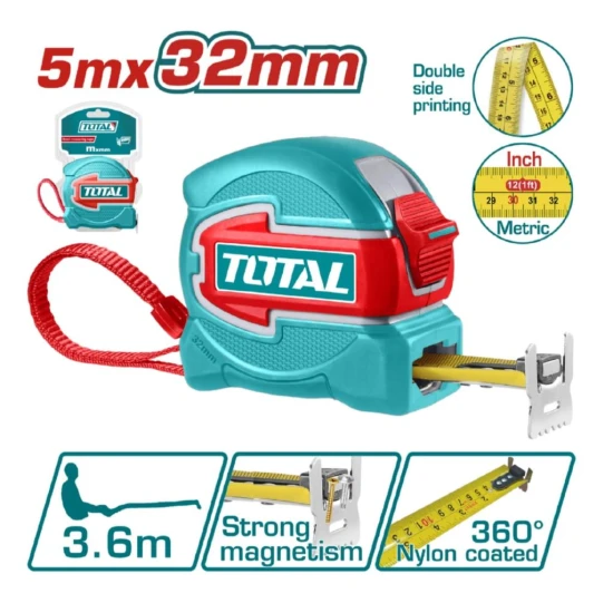 TOTAL CINTA MÉTRICA DE ACERO  5M X32MM   TMT80532 World Shop